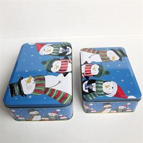 img 3 attached to 2 Pack Christmas Cookie Tins with Lids - Blue Penguins Metal Containers for Gift Giving, Snacks, and Home Storage