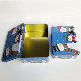 img 1 attached to 2 Pack Christmas Cookie Tins with Lids - Blue Penguins Metal Containers for Gift Giving, Snacks, and Home Storage