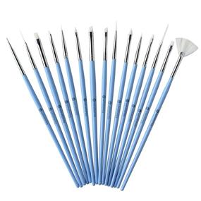 img 4 attached to 💅 Winstonia 15 Piece Assorted Nail Brushes Set 'Something Blue' for Nail Art, Gel, and Acrylic Application - Enhance Your Nail Creations with this Premium Tool Kit