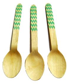 img 1 attached to 🌿 Stylish Mint Chevron Pattern Wooden Spoon by Perfect Stix: A Chic Kitchen Essential