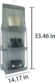 img 1 attached to 👜 Gray Hanging Purse Handbag Storage Organizer with 6 Clear Pockets - Soft, Breathable, Foldable, Dust-Proof Holder Bag for Wardrobe Closet, Homewares Shelves in College Student Dormitory Living Room