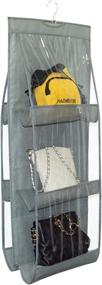 img 4 attached to 👜 Gray Hanging Purse Handbag Storage Organizer with 6 Clear Pockets - Soft, Breathable, Foldable, Dust-Proof Holder Bag for Wardrobe Closet, Homewares Shelves in College Student Dormitory Living Room