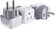 🔌 compact light weight schuko germany, france plug adapter by ceptics - dual input, usa to russia, south korea travel adaptor - type e/f (3 pack) logo