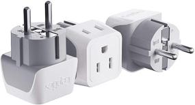 img 4 attached to 🔌 Compact Light Weight Schuko Germany, France Plug Adapter by Ceptics - Dual Input, USA to Russia, South Korea Travel Adaptor - Type E/F (3 Pack)