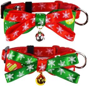 img 4 attached to 🎁 Fayoo Christmas Cat Collar Pet Bow Tie with Bell - Kitty and Kitten Safety Buckle Nylon Collar - Accessory Gift for Cats (2 Pack)