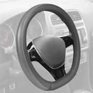 motor trend sw-709-bb-m leather steering 🚗 wheel cover in black with carbon fiber accent logo