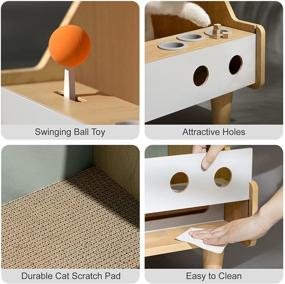 img 1 attached to 🐱 MEWOOFUN Wooden Cat House with Toy Scratcher Game Machine Style—Ideal Cat Bed for Indoor Cats