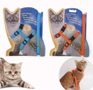 🐱 gizhome 2 pack cat harness and leash - adjustable halter harness with nylon strap belt - safety rope leads for kitten - orange & light blue logo