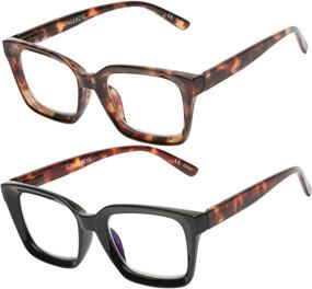 img 4 attached to 👓 2-Pack GINGEREYE Oversized Women's Reading Glasses: Retro Oprah Style, Blue Light Blocking Reader +1.50, Anti Glare Eyeglasses with Spring Hinge