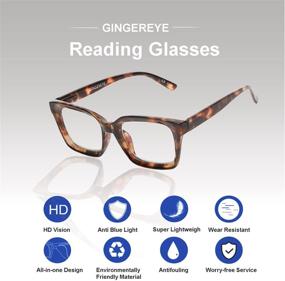 img 3 attached to 👓 2-Pack GINGEREYE Oversized Women's Reading Glasses: Retro Oprah Style, Blue Light Blocking Reader +1.50, Anti Glare Eyeglasses with Spring Hinge