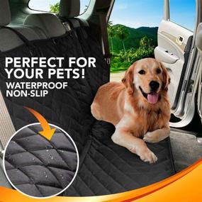 img 2 attached to 🐶 Waterproof Dog Car Seat Cover Protector - Heavy Duty, Scratch Proof, Non-slip Pet Bench Seat Cover - Middle Seat Belt Compatible for Cars, Trucks, and SUVs