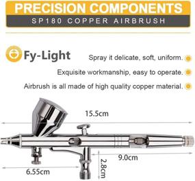 img 3 attached to 🎨 Fy-Light 180K Комплект с аэрографом Dual Action Air Brush, 0.2мм/0.3мм/0.5мм Игла Спрей-пистолет, Воздушный Шланг – Полный набор для художественных проектов, макияжа, ногтей, татуировки, автомобильных кузовов из пластика.