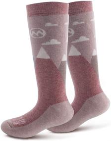 img 4 attached to OutdoorMaster Kids Ski Socks - Premium Merino Wool Blend, Over the Calf Design with Non-Slip Cuff