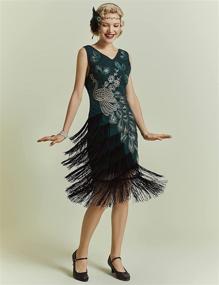 img 2 attached to 🦚 BABEYOND Peacock Sequined Fringed Dress: Vintage Women's Clothing