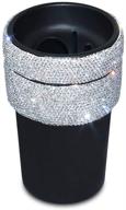 bling car trash can - crystal small auto garbage bin, cup holder, car organizer (black+white) logo