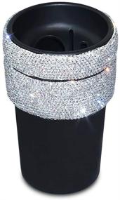 img 4 attached to Bling Car Trash Can - Crystal Small Auto Garbage Bin, Cup Holder, Car Organizer (Black+White)