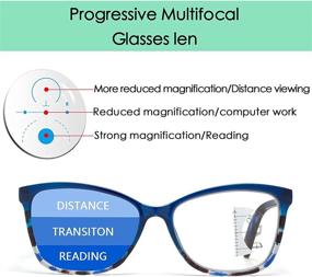 img 3 attached to 👓 Blue Light Blocking Progressive Multifocal Reading Glasses with Spring Hinge - Readers for Women & Men (Eyeglasses 3251003)