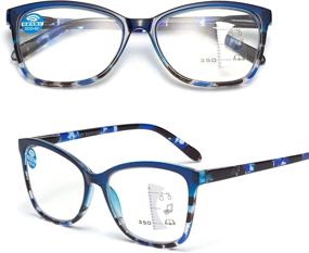 img 2 attached to 👓 Blue Light Blocking Progressive Multifocal Reading Glasses with Spring Hinge - Readers for Women & Men (Eyeglasses 3251003)