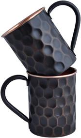 img 4 attached to 🍹 Enhance your Moscow Mules with Staglife's Black Diamond Copper Mugs & Cups - Hammered Finish Set of 2