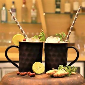 img 2 attached to 🍹 Enhance your Moscow Mules with Staglife's Black Diamond Copper Mugs & Cups - Hammered Finish Set of 2