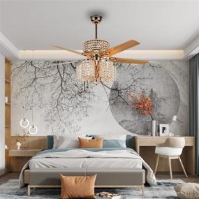 img 3 attached to 🏡 LuxureFan 52" Crystal Ceiling Fan Light Fixtures: WhisperQuiet Motor, 5 Metal Rose Gold Blades, LED Chandelier Design - Perfect Home Decor for Living Room/Bedroom