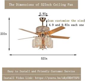 img 2 attached to 🏡 LuxureFan 52" Crystal Ceiling Fan Light Fixtures: WhisperQuiet Motor, 5 Metal Rose Gold Blades, LED Chandelier Design - Perfect Home Decor for Living Room/Bedroom