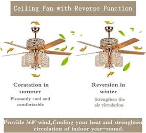 img 1 attached to 🏡 LuxureFan 52" Crystal Ceiling Fan Light Fixtures: WhisperQuiet Motor, 5 Metal Rose Gold Blades, LED Chandelier Design - Perfect Home Decor for Living Room/Bedroom