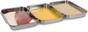 img 4 attached to Navaris Breading Trays Set - 3 Stainless Steel Pans for Bread Crumb Dishes, Panko, Schnitzel, Coating Fish and Marinating Meat