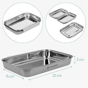 img 1 attached to Navaris Breading Trays Set - 3 Stainless Steel Pans for Bread Crumb Dishes, Panko, Schnitzel, Coating Fish and Marinating Meat