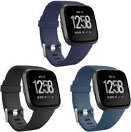 🏃 еseekgo 3-пак спортивных силиконовых заменяемых ремешков для fitbit versa series - дышащие, мягкие, и совместимые с versa 2, versa lite и special edition - подходят для мужчин и женщин логотип