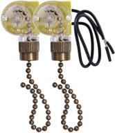 zing ear ze-109 ceiling fan switch with pull cords - 2 pack bronze | replacement on-off control for ceiling light fans, lamps, and wall lights логотип