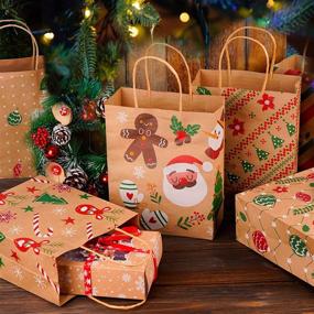 img 1 attached to 🎁 Рождественские подарочные сумки Kraft: разнообразные принты для Рождественских пакетов с угощениями, коробок с подарками и вечеринок.