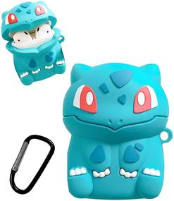 img 2 attached to 🐸 AirPods 2/1 Case - Cute 3D Cartoon Kawaii Funny Fun Airpods 1/2 Silicone Case with Keychain - Shockproof Charging Box for Boys and Girls - Compatible Airpods Skin Cases (Bulbasaur)