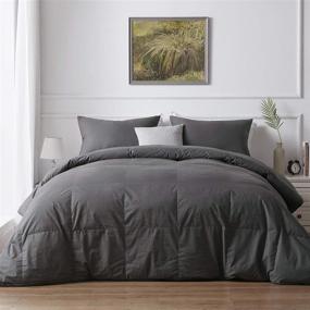 img 3 attached to 🛏️ Grey Twin Size Marshmallow Dream Excellent Goose Down Comforter - Soft All-Cotton Shell, Quilted Reversible Duvet Insert or Stand Alone - Wrinkle Resistance, 68''x90''