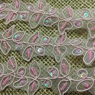 🌸 pink beaded trim lace with hand beaded organza floral leaf design - 1.25" wide - 2 yards - amore fabrics logo