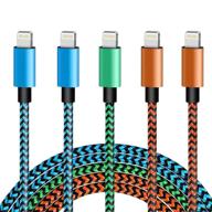 📱 tikro apple mfi certified iphone charger - 5 pack, 6ft nylon woven lightning cable for high-speed data sync, compatible with iphone 12 11 pro max x 8 7 6s plus se - color logo