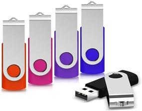 img 4 attached to KEATHY 64GB Flash Drive 5 Pack - USB 2.0 Thumb Drives with Swivel Design - Bulk Memory Sticks in Assorted Colors