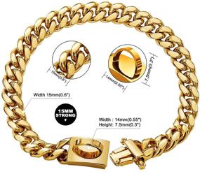 img 3 attached to 🐶 BMusdog Gold Dog Chain Collar - Metal Design Secure Buckle, 18K Miami Cuban Link Chain: 15MM - Strong Heavy Duty Chew-Proof Walking Collar for Small, Medium, Large Dogs