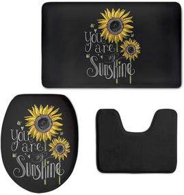img 4 attached to Coloranimal Sunflower You're My Sunshine Pattern Bath Rug Set with Non-Slip Flannel Mats, Including Bathroom Rug, Contour Mat, and Lid Cover