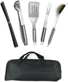 img 4 attached to 🔥 Valdo Home Stainless Steel BBQ Grill Tools Set - Premium 5 Piece Grilling Kit with Carry Bag and Silicone BBQ Mat