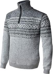 img 4 attached to Stay Cozy and Festive: Men's Quarter Christmas Sweater Fleece Pullover for T-Shirts & Tanks