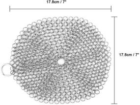 img 3 attached to 🧼 Комплект для идеальной очистки чугунной посуды: нержавеющая стальная цепочка с очистителем на ручке, скребок для кастрюль и грилей, кухонное полотенце - 6 штук.