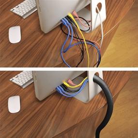 img 3 attached to 🔌 Flexible Cable Management Sleeve - 3' 7" D-Line Black Cable Tube for Hiding Cords of TVs, PCs, and Game Consoles - 1.25 Inch Diameter - Wire Organizer