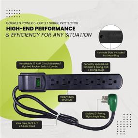 img 1 attached to 💡 GoGreen Power GG-16103MSBK 6 Outlet Surge Protector - Black, 2.5 Ft. Cord: Efficient Electrical Safety Solution