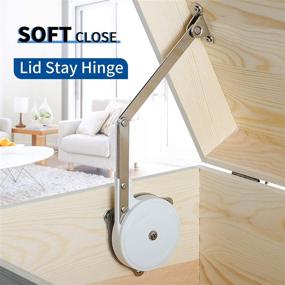 img 3 attached to 🔒 Lid Stay Hinge Soft Close Safety Support - 70N-120N for Toy Box, Cabinet, Wardrobe