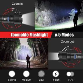 img 2 attached to Rechargeable Flashlight 3500 Lumens - Super Bright, Zoomable, IPX4 Waterproof, Tactical LED Flashlight with 2200mAh Batteries - Ideal Handheld Flashlight for Camping and Emergencies