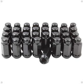 img 4 attached to 🔩 Set of 32 Black 9/16 Lug Nuts for Trucks - Bulge Acorn Cone Seat, UNF Thread, 19mm (3/4") Hex Wheel Lug Nut (32, Black)