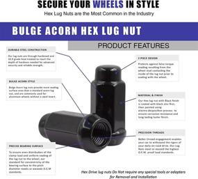 img 2 attached to 🔩 Set of 32 Black 9/16 Lug Nuts for Trucks - Bulge Acorn Cone Seat, UNF Thread, 19mm (3/4") Hex Wheel Lug Nut (32, Black)