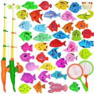 🎣 yeitiady magnetic fishing game pool toys for kids - 2 fishing poles, 2 fishing nets, and 40 floating magnet ocean sea animals - bathtub, bath toys - water fish toys for kids, toddlers logo