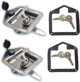img 2 attached to 🔒 Stainless Steel T-Handle Lock with 2 Trailer Door Latches and Keys, Ideal for Camper RVs, Trucks, and Tools